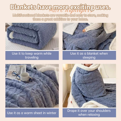 Double-Layer Polar Blanket (Autumn/Winter) – Thick Warm Soft Fleece for Office Naps, Sofa Beds