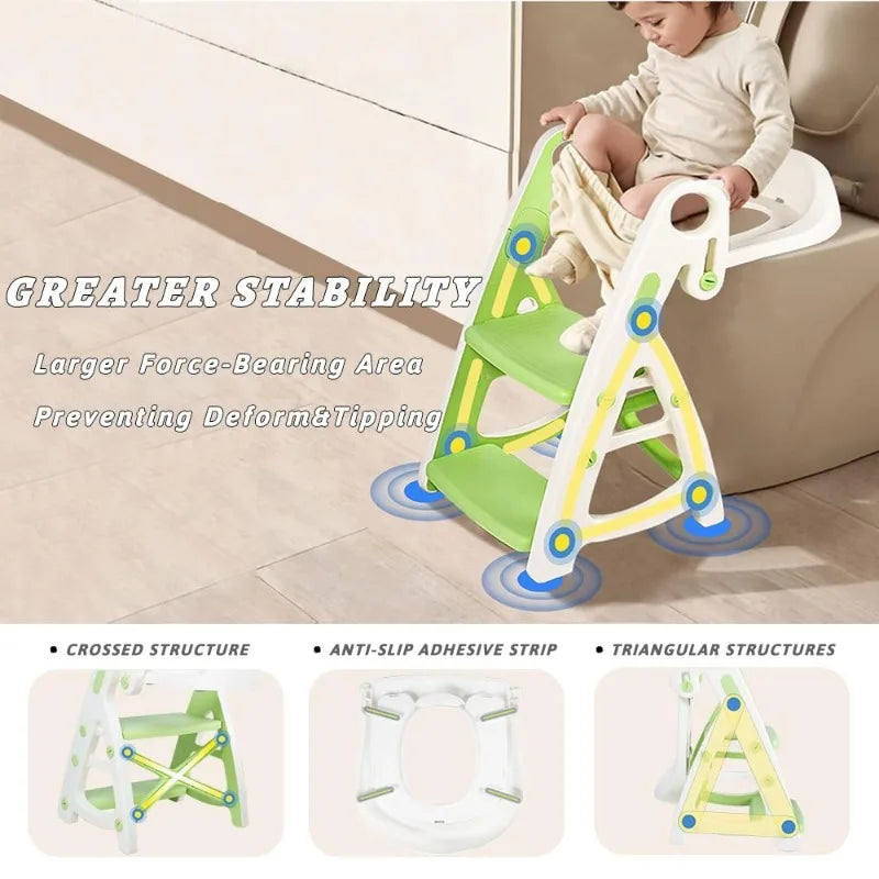 Potty Training Seat & Toddler Step Stool Stability Toddler Toilet Seat Adjustable Height Potty Seats for Toddlers Boys Girls