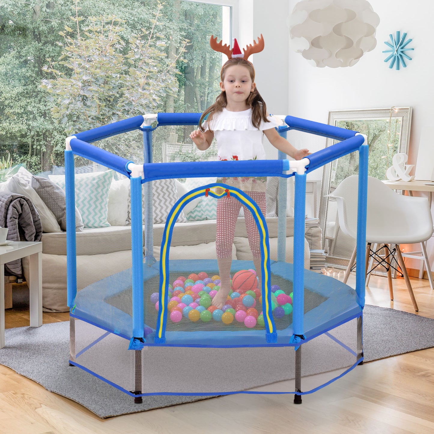 55'' Toddlers Trampoline Indoor Outdoor Mini Trampoline for Kids