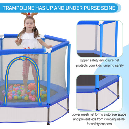 55'' Toddlers Trampoline Indoor Outdoor Mini Trampoline for Kids