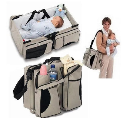 NNEDSZ Red Multifunctional Foldable Baby Crib Mommy Bag | Large Capacity Diaper Bag | Portable Shoulder and Handheld Baby Essentials Bag