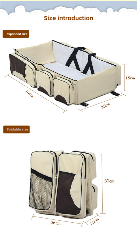 NNEDSZ Red Multifunctional Foldable Baby Crib Mommy Bag | Large Capacity Diaper Bag | Portable Shoulder and Handheld Baby Essentials Bag